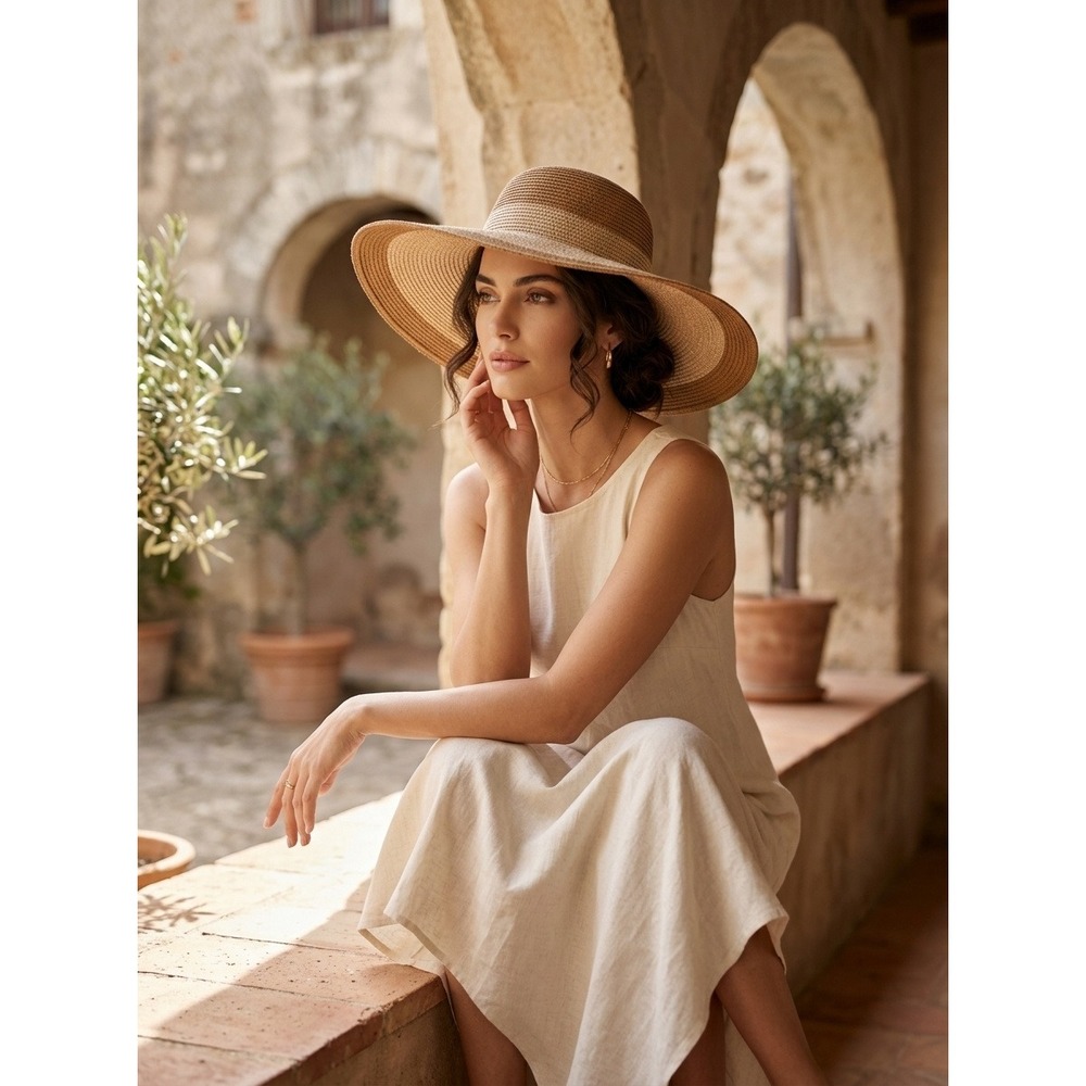 Magid Hats Womens Two Tone Paper Straw Wide Brim Floppy Sun Hat Tan Beige 956
